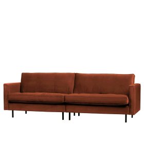 Retrostil Couch Aylon in Rostfarben Samt 275 cm breit – Ansicht 1