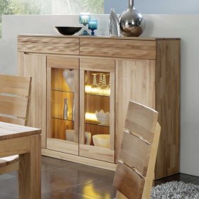 Esszimmer Highboard Suvanica aus Kernbuche Massivholz mit LED Beleuchtung – Ansicht 1