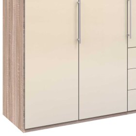 Moderner Ankleideschrank Codumenta in Cremefarben und Eiche Sägerau 3 türig – Ansicht 4
