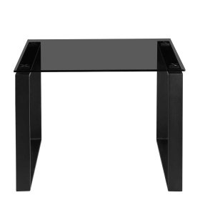 Moderner Couchtisch Princon mit Rauchglasplatte und schwarzem Metallgestell – Ansicht 2