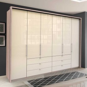 Glasfront Kleiderschrank Codumenta in Cremefarben glasbeschichtet – Ansicht 2