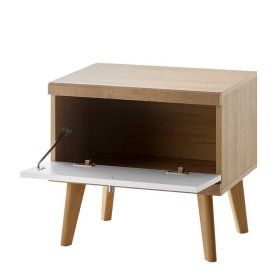 Doppelbett mit Nachtkonsolen Levanca in Weiß und Eiche in 140x200 cm (dreiteilig) – Ansicht 7