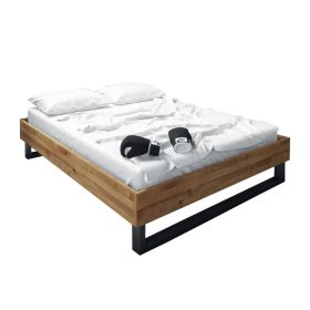 Design Bett Vaneri aus Wildeiche Massivholz ohne Kopfteil – Ansicht 1