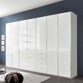 Weißer Kleiderschrank Bean Front glasbeschichtet mit zehn Schubladen – Ansicht 2