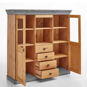 Highboard Viaduca in Grau Kiefer teilmassiv 145 cm hoch – Ansicht 3