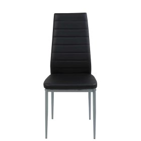 Schwarze Kunstleder Stühle Lombadossa mit hoher Lehne und Metallgestell (2er Set) – Ansicht 1