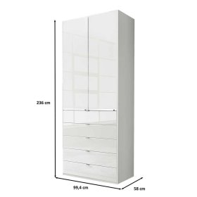 Schlafzimmerschrank Bean mit fünf Schubladen Front glasbeschichtet – Ansicht 9