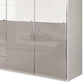 Drehtürenkleiderschrank Latina Front glasbeschichtet mit acht Schubladen – Ansicht 3