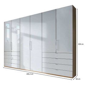 Schlafzimmerkleiderschrank Waluva in Weiß und Eiche Bianco mit Falttüren – Ansicht 5