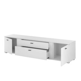 TV Wohnwand modern Constantin in Weiß mit LED Beleuchtung (dreiteilig) – Ansicht 12