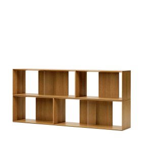 Wohnzimmerregal modular Kuta in Eichefarben furniert (vierteilig) – Ansicht 1