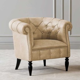 Polstersessel Reclas im Chesterfield Look in Beige und Schwarz – Ansicht 2