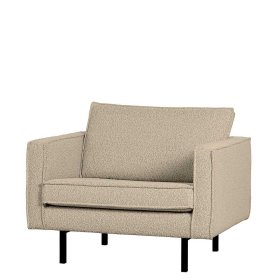 Retro Polstersessel Catanias in Beige Boucle mit Vierfußgestell aus Metall – Ansicht 1