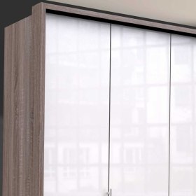 Kombi Schlafzimmerschrank Yunidra mit Falttüren und Schubladen modern – Ansicht 5