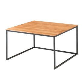 Design Couchtisch Ittigen aus Asteiche massiv und Schwarz Metall modern – Ansicht 1