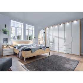 Schlafzimmerkomplettset Waluva in Weiß und Eiche Bianco mit Doppelbett (vierteilig) – Ansicht 1