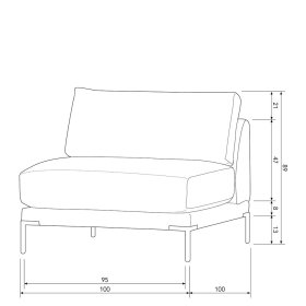 Modul Sofa Element Udjaca in Taupe mit Vierfußgestell aus Metall – Ansicht 14