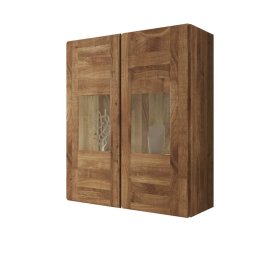 Wohnzimmer Wandvitrine Sascora aus Wildeiche Massivholz 80 cm breit – Ansicht 1