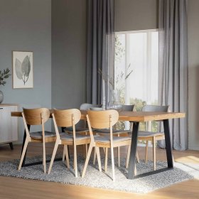 Essgruppe Casorias im Loft Design in Hellgrau und Eiche (siebenteilig) – Ansicht 1