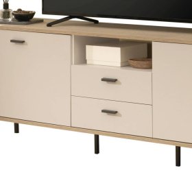 Wohnwand modern Zimena in Beige und Eichefarben (dreiteilig) – Ansicht 4