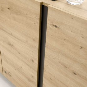Breites TV Lowboard Matrezina in Wildeichefarben und Dunkelgrau – Ansicht 5