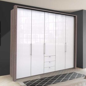 Kombi Kleiderschrank Yunidra mit drei Türen und Schubladen – Ansicht 2