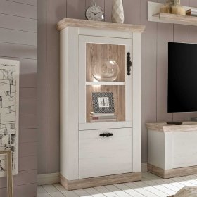 Skandinavische Vitrine Flurencina in Weiß Pinie 70 cm breit – Ansicht 2