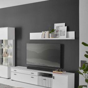 Weißes Wandregal 150 cm Paros in modernem Design mit Rückwand – Ansicht 3