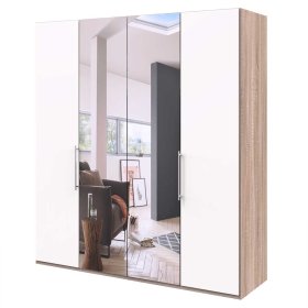 Premium Schrank Lolyana in Weiß und Eiche Sägerau – Ansicht 1