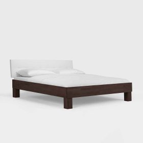 Bett Chaleur in Wenge Weiß massiv mit Polsterkopfteil – Ansicht 2