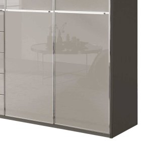Drehtürenschrank modern Sanctos 247 cm breit Front glasbeschichtet – Ansicht 3