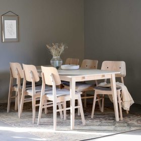 Premium Essgruppe Vurian im Skandi Design mit sechs Stühlen (siebenteilig) – Ansicht 1