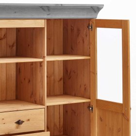 Highboard Viaduca in Grau Kiefer teilmassiv 145 cm hoch – Ansicht 6