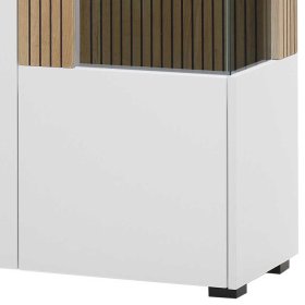 Fernseher Schrankwand modern Saladd in Weiß und Wildeichefarben (dreiteilig) – Ansicht 5
