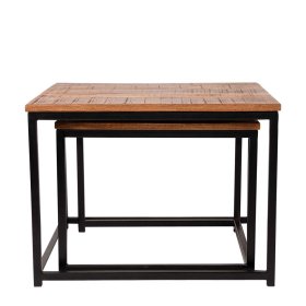 Beistelltisch Set Cavio aus Mangobaum Massivholz und Metall handgearbeitet (zweiteilig) – Ansicht 4