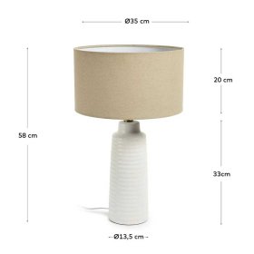 Skandi Design Tischlampe Asendra aus Keramik in Weiß und Creme – Ansicht 4