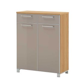 Garderoben Schuhschrank Pattinos in Taupe Glas beschichtet – Ansicht 1