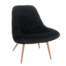 Samt Polstersessel Paryra in Schwarz im Retro Design – Ansicht 1