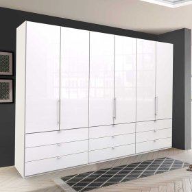 Großer Ankleidefalttürenschrank Grinzia in Weiß mit modern – Ansicht 3