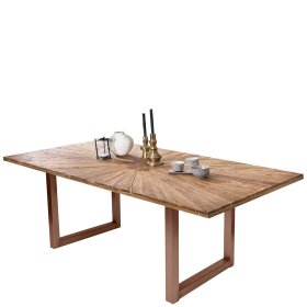 Designtisch Natural aus Teak Recyclingholz und Stahl im Industry Style – Ansicht 1