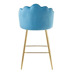 Barhocker Salm in Blau und Goldfarben Muschelform (2er Set) – Ansicht 5
