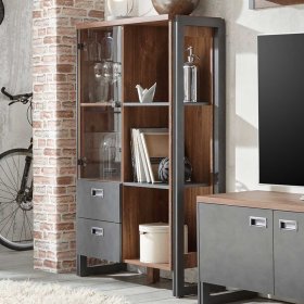 Loft Highboard Ceusenia in Eiche dunkel Schiefer Grau – Ansicht 2
