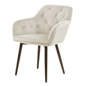 Samt Esszimmersessel Aurach in Cremefarben und Schwarz 49 cm Sitzhöhe – Ansicht 1