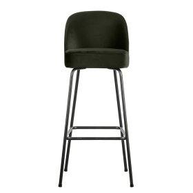 Designbarhocker Retrostil Musena in Dunkelgrün und Schwarz aus Samt und Metall – Ansicht 1