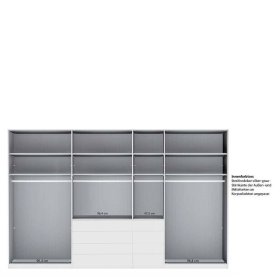 Drehtürenkleiderschrank Latina Front glasbeschichtet mit acht Schubladen – Ansicht 11