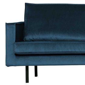 L Sofa Domago in Blau Samt im Retro Design – Ansicht 4