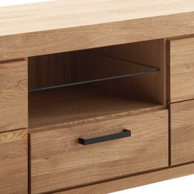 TV Board Crystoga mit Schublade aus Wildeiche Massivholz – Ansicht 5