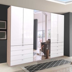 Panorama Schlafzimmerschrank Andryas mit Falttüren Spiegel und Schubladen – Ansicht 3