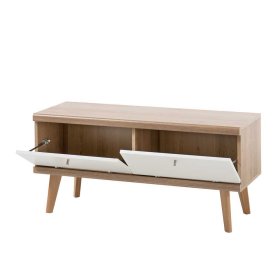 Wohnzimmer Wohnwand Levanca in Weiß und Eichefarben im Skandi Design (vierteilig) – Ansicht 4