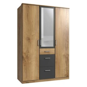 Kleiderschrank Jugendzimmer Ruamantico mit drei Schubladen und Spiegel – Ansicht 1